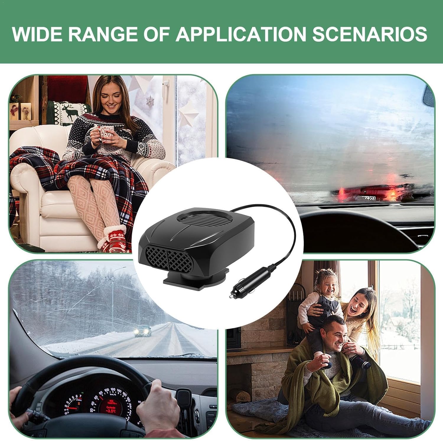 Chauffages Pour Véhicules, Chauffage Portable 12 V Pour Voiture Qui Se Branche Sur L'allume-cigare, Dégivreur De Pare-brise à Chauffage Rapide Pivotant à 360°, Chauffage Et Refroidissement Rapides 2 E