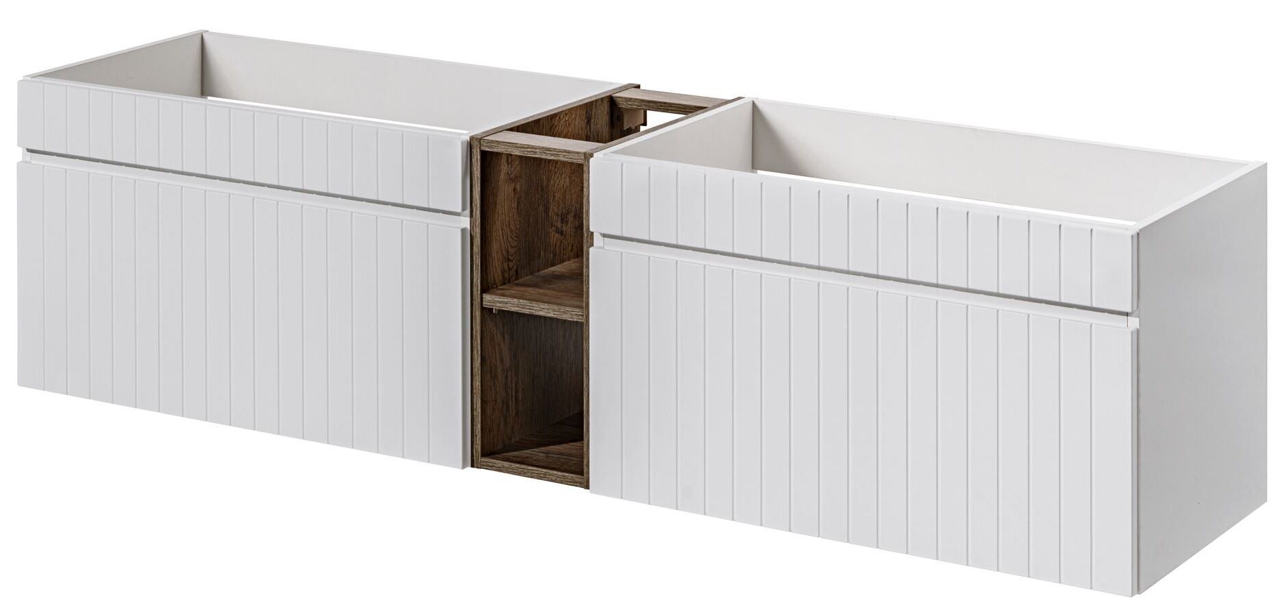 Szafka łazienkowa ICONIC WHITE 180 cm biała wisząca frezowany front z regałem