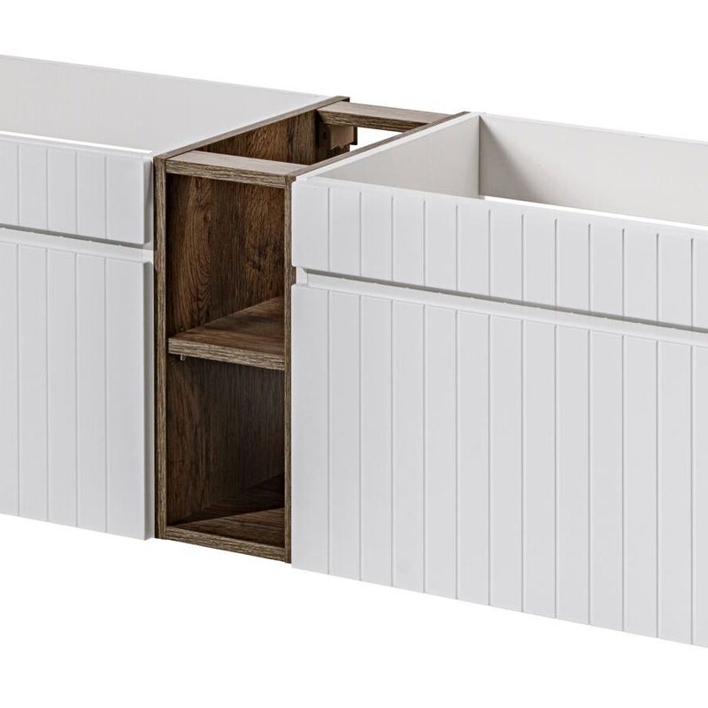 Szafka łazienkowa ICONIC WHITE 180 cm biała wisząca frezowany front z regałem