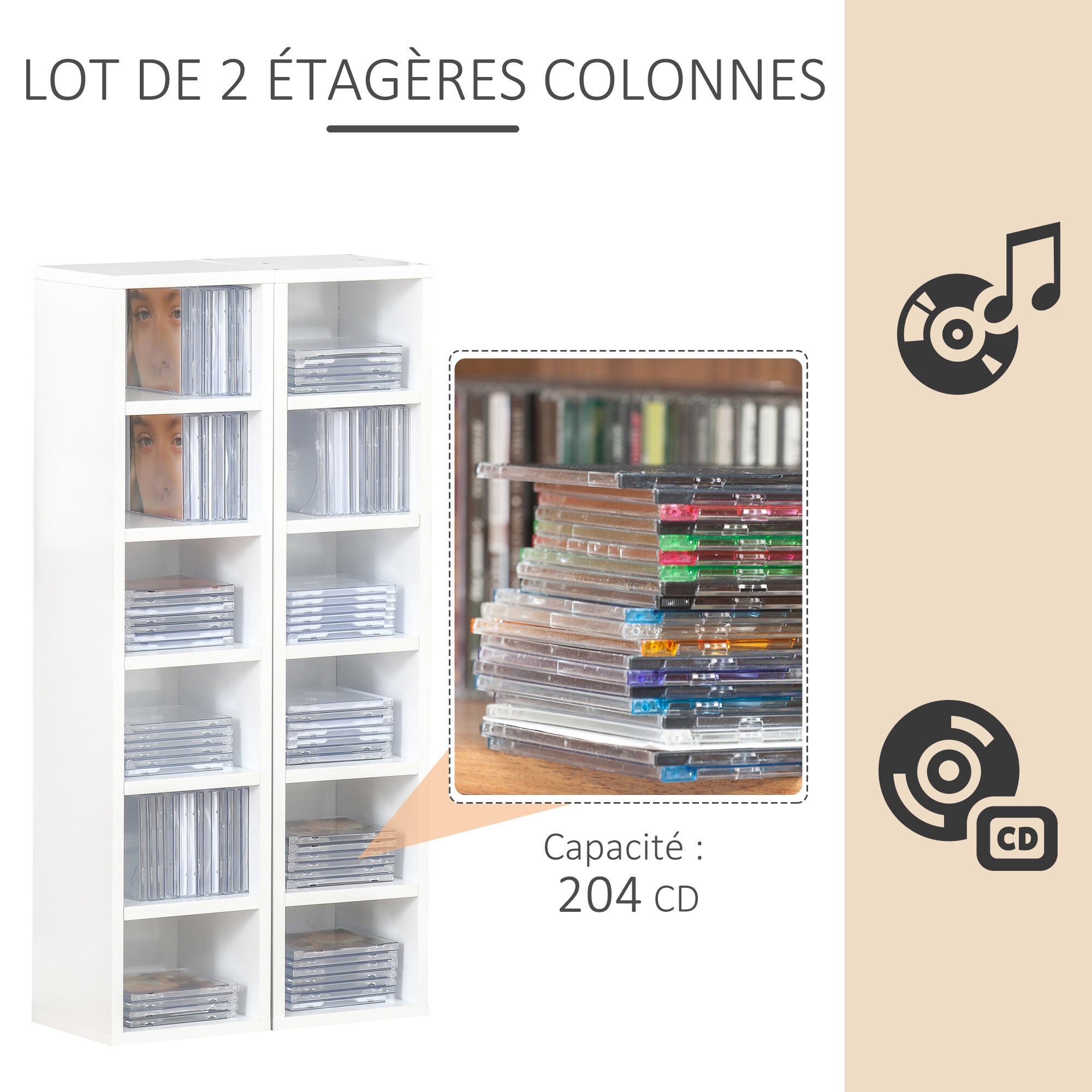 rangement pour cd et dvd Bois HOMCOM - 4