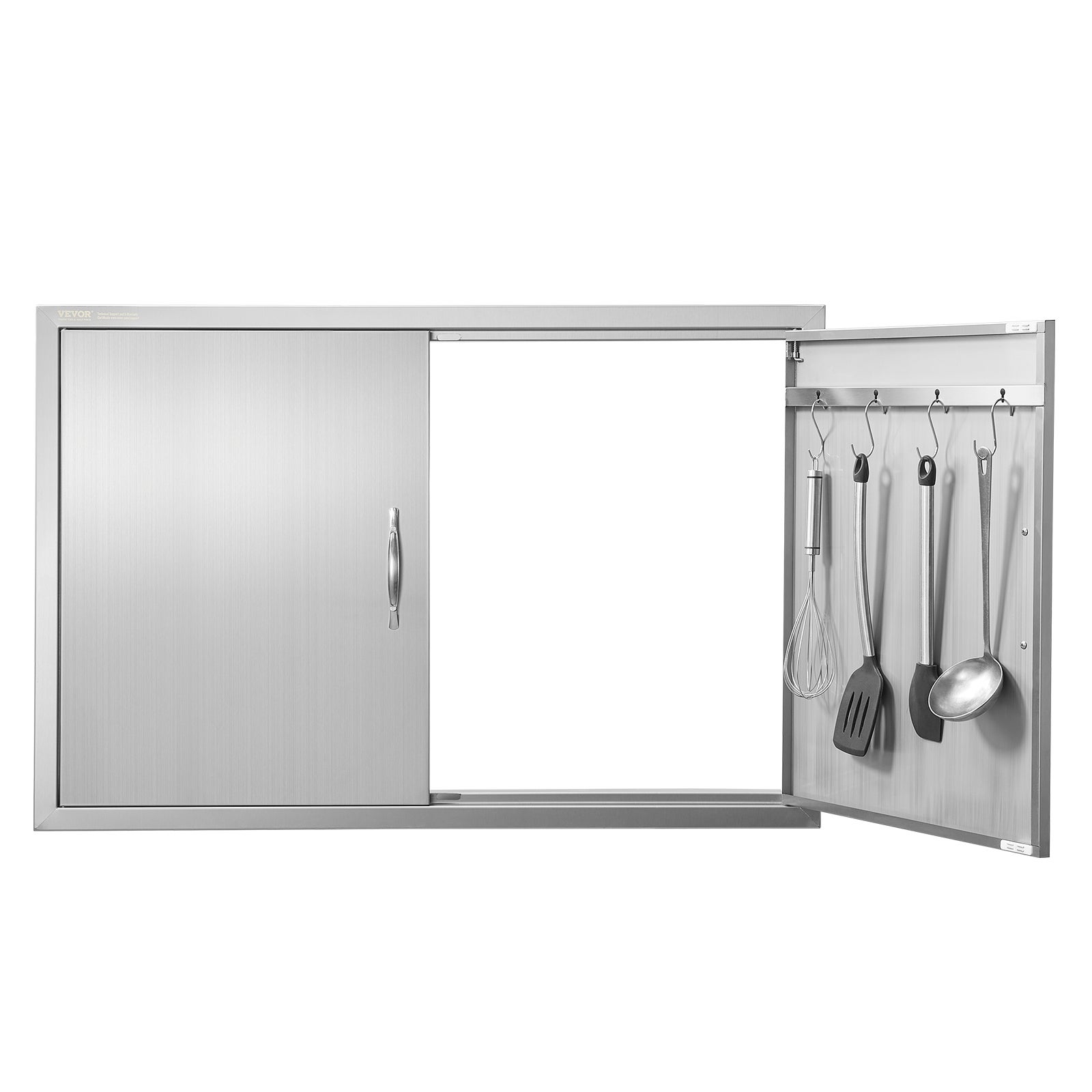 Drzwi dostępowe do grilla VEVOR, 990 x 660 mm, podwójne zewnętrzne drzwi kuchenne, drzwi ze stali nierdzewnej montowane podtynkowo, pionowe drzwi ście