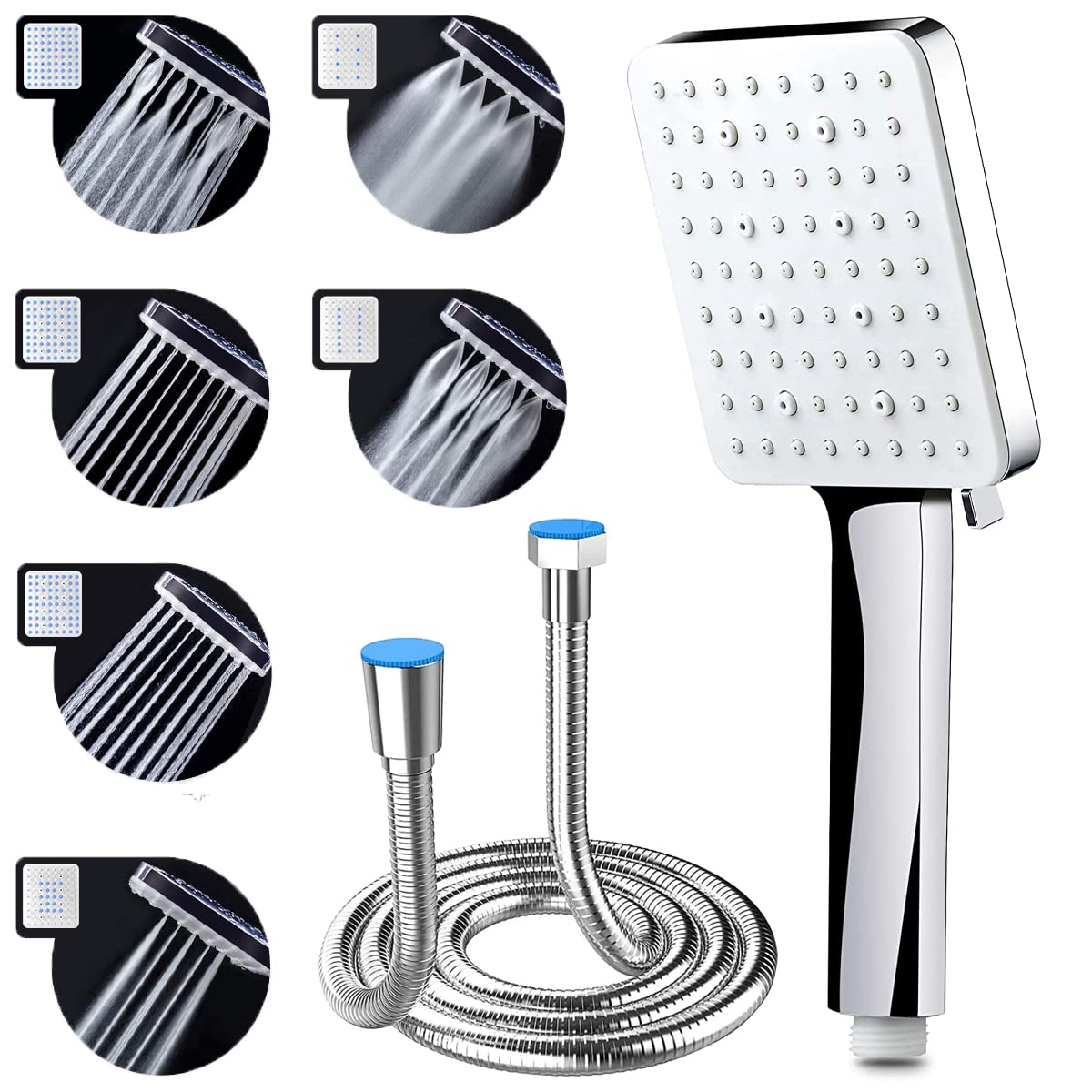 Cabezal De Ducha Universal Alta Presión DIY Doctor – 5 Modos, Cromo, Boquillas Antibacterianas (Ahorro De Agua)