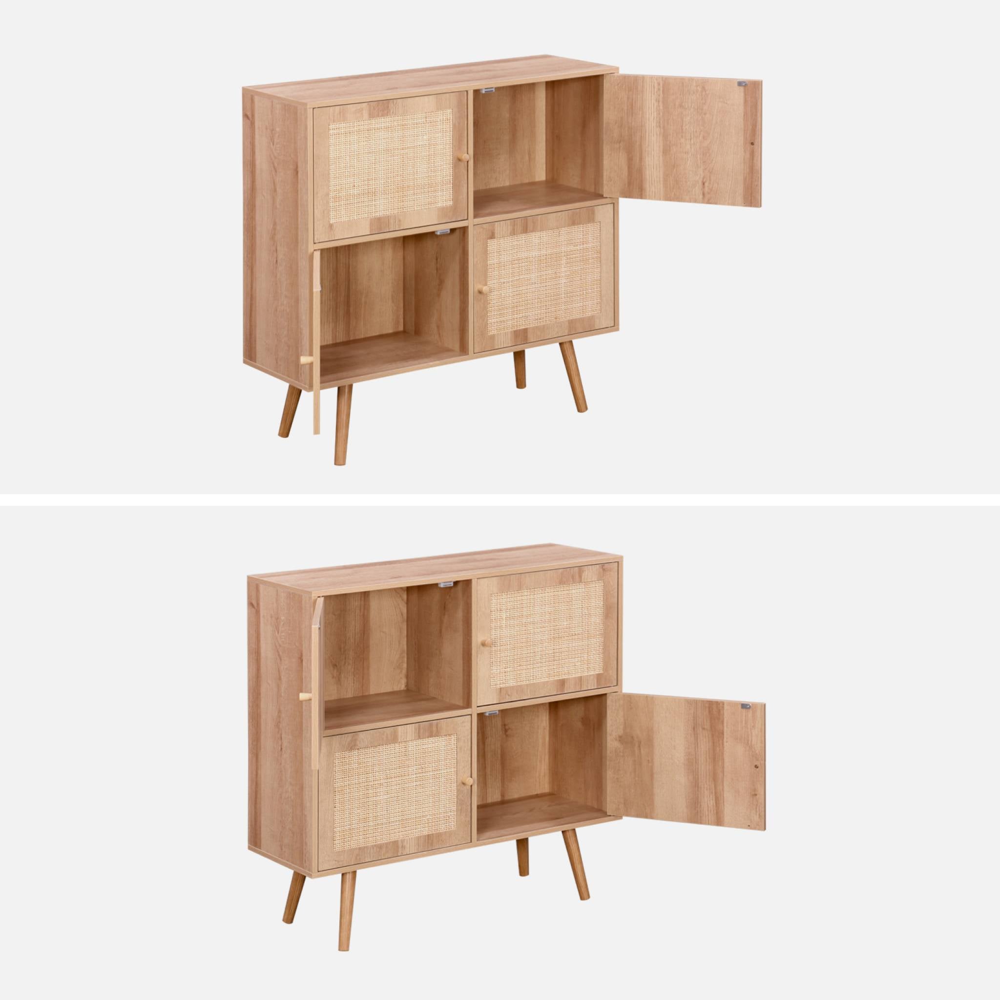 Commode enfant décor bois 4 portes en cannage BOHÈME - 8