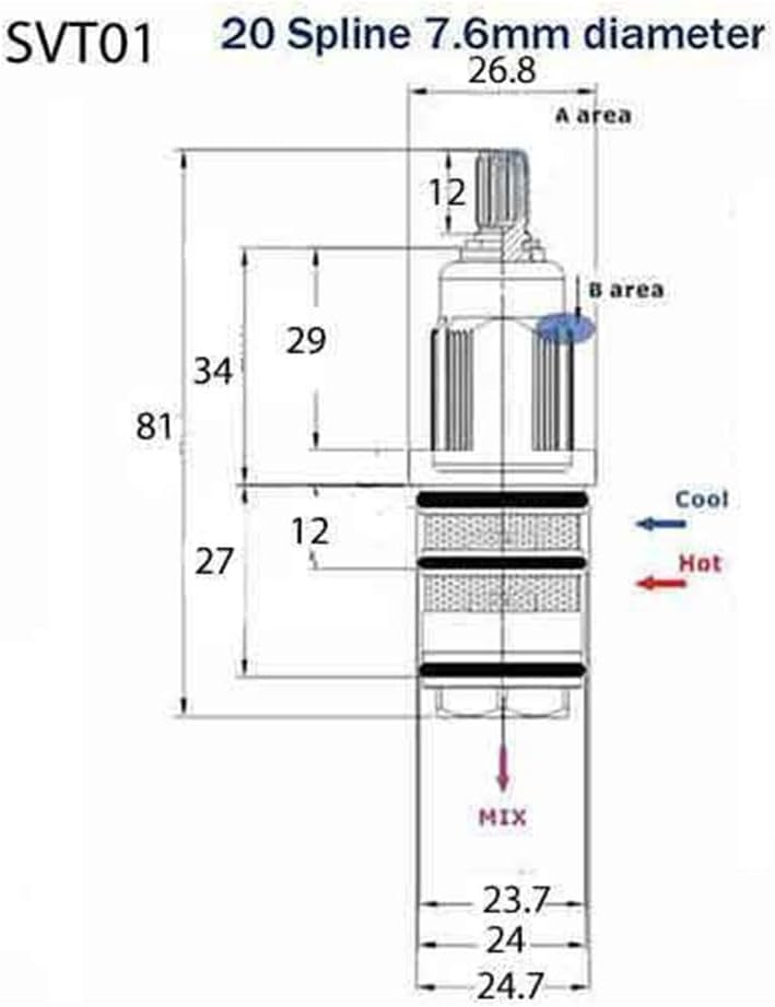 Bobine thermostatique en laiton, cartouche thermostatique de rechange , noyau de valve d'eau froide et chaude - 2