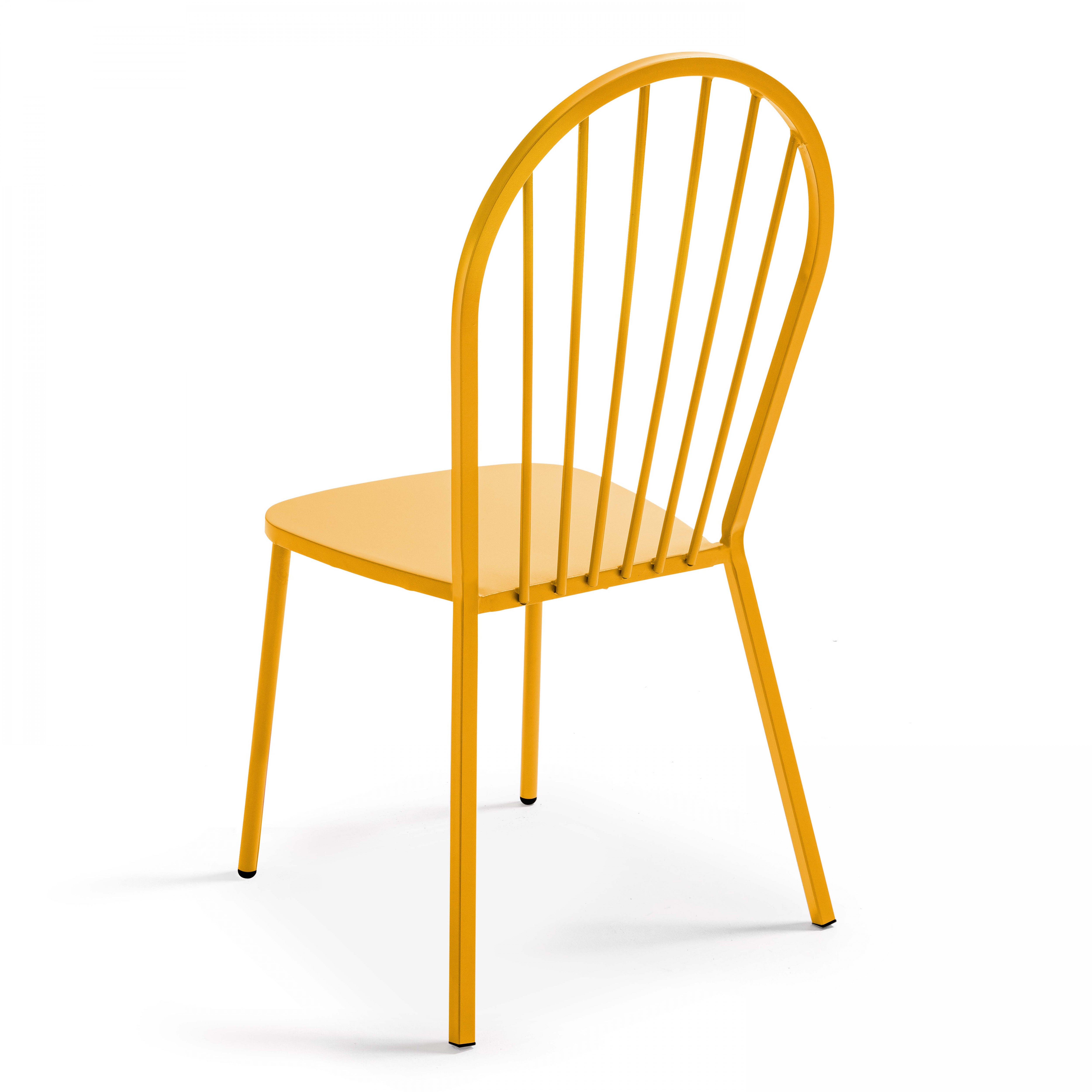 Ensemble table de jardin bistrot et 2 chaises en acier jaune , Palavas - Oviala - 5
