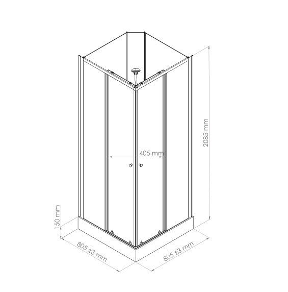 ONDEE - Cabina de ducha MELIA - Montaje sin silicona - 80x80cm - Perfiles de aluminio - blanco - se entrega en kit - 2