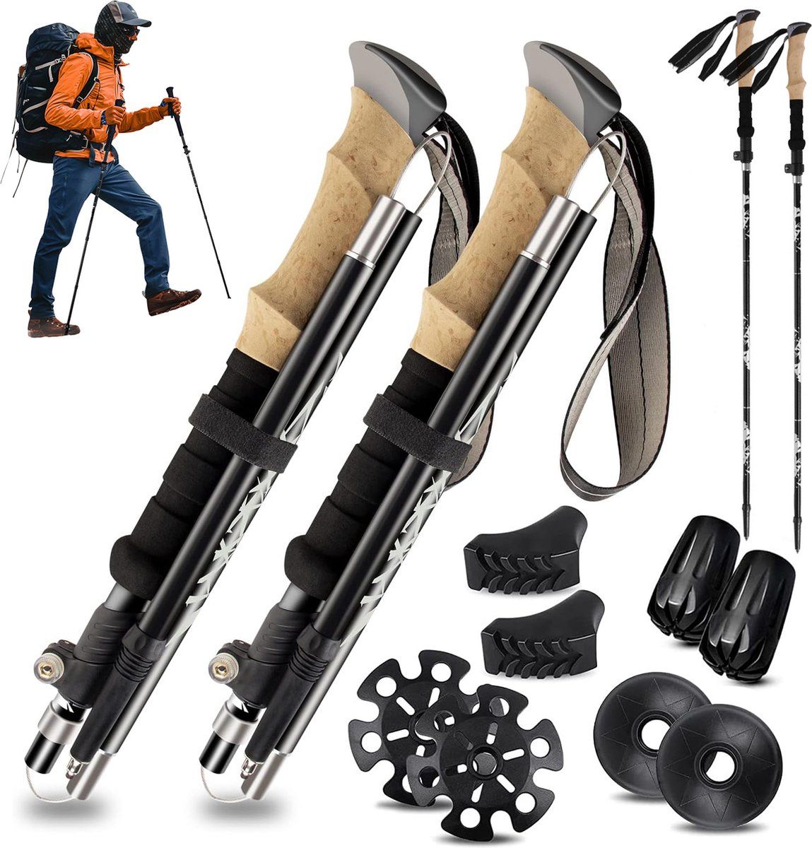 Bâtons de marche nordique réglables télescopiquement pièces