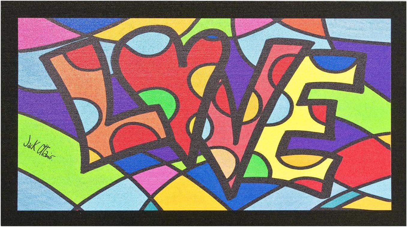Felpudo de goma reciclado 40x70 cm sostenible antideslizante entrada casa rectangular pop art jack ottanio dib_i love the love (f)