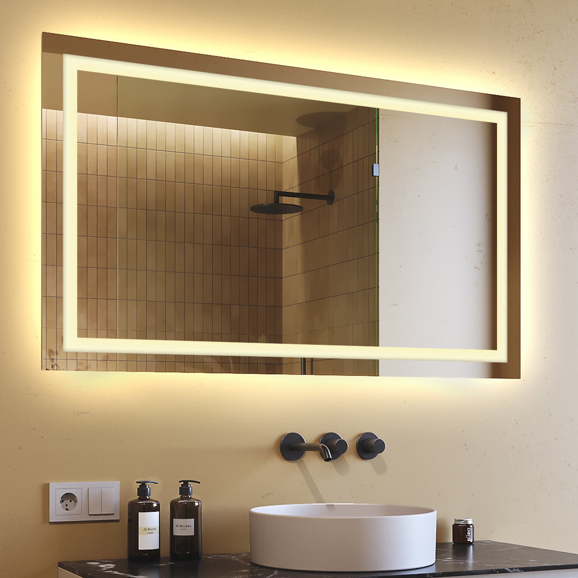 Miroir De Salle De Bain 120x70cm LED Avec Anti-Buée Et Contrôle Tactile - Lumière Blanche Froide