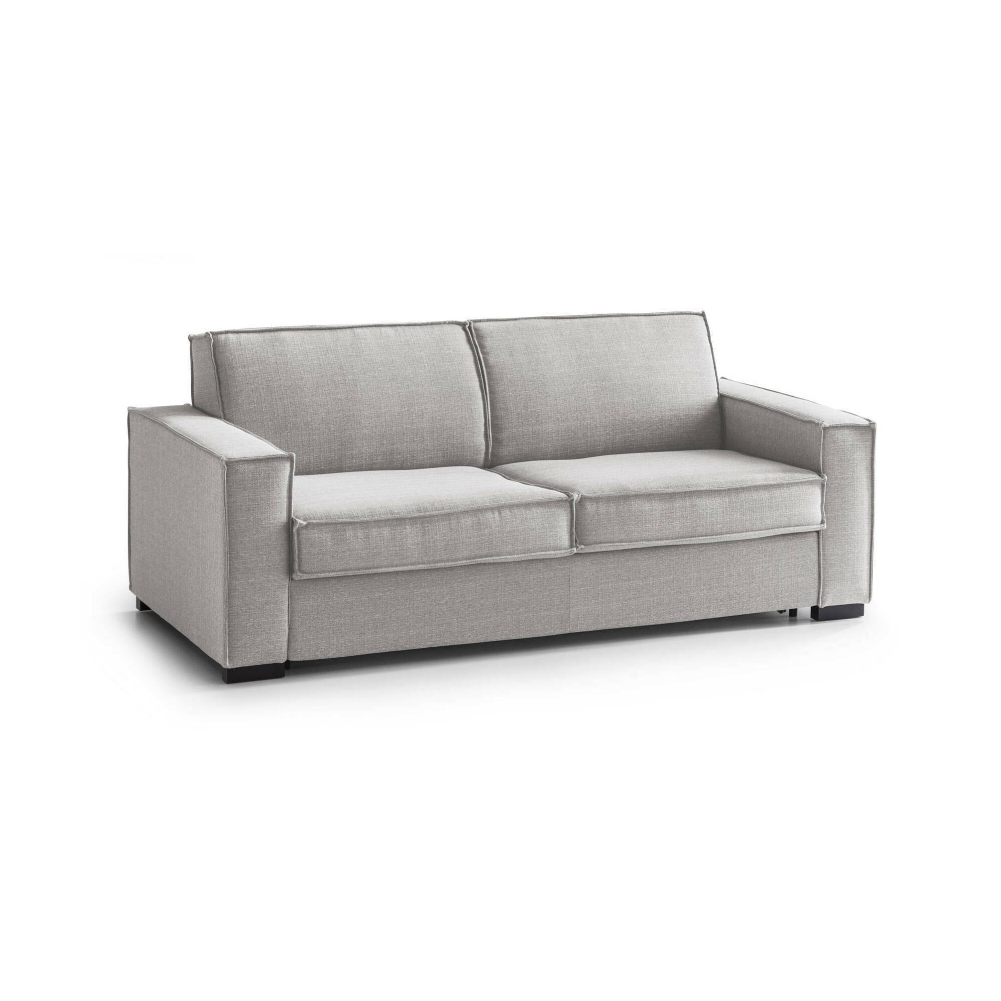 Sofá cama 2 plazas alano, sofá de salón con apertura giratoria, tejido acolchado, reposabrazos estándar, 100% made in italy, 180x95h90 cm, gris