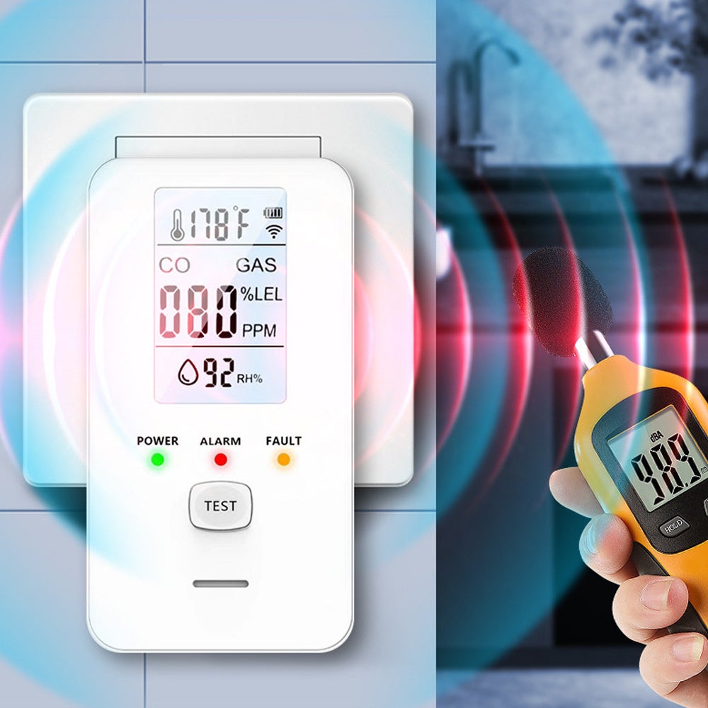 Bextcok Detector de gas 4 en 1, sensor de CO y metano con detección de temperatura y humedad, alarma potente para casa, autocaravana o camping. - 2