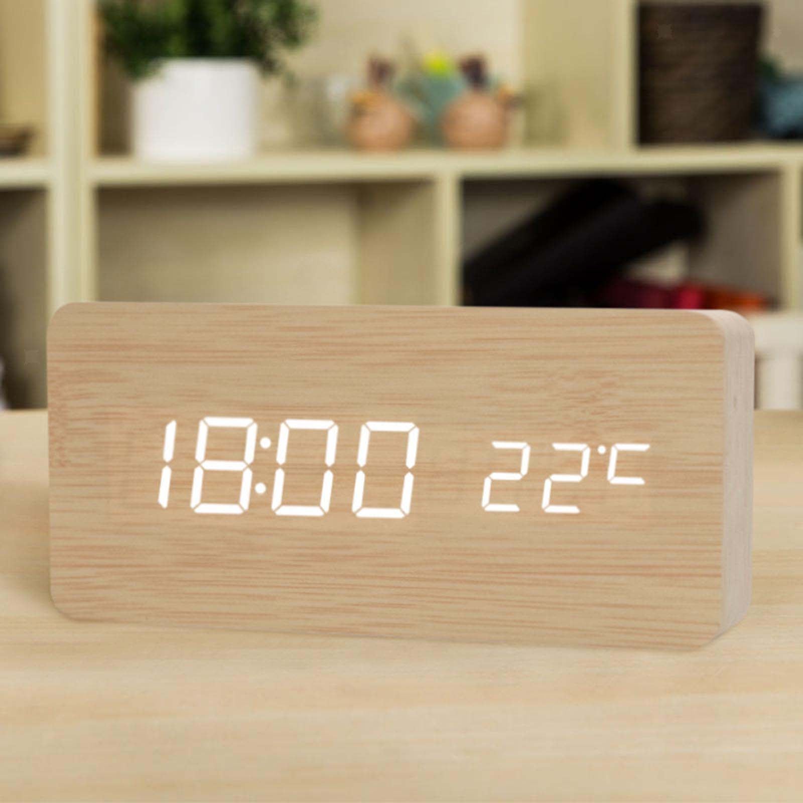 Réveil rétro créatif silencieux, horloge LED lumineuse marron vintage, idéale pour chambre, bureau ou salon, décoration élégante - 3
