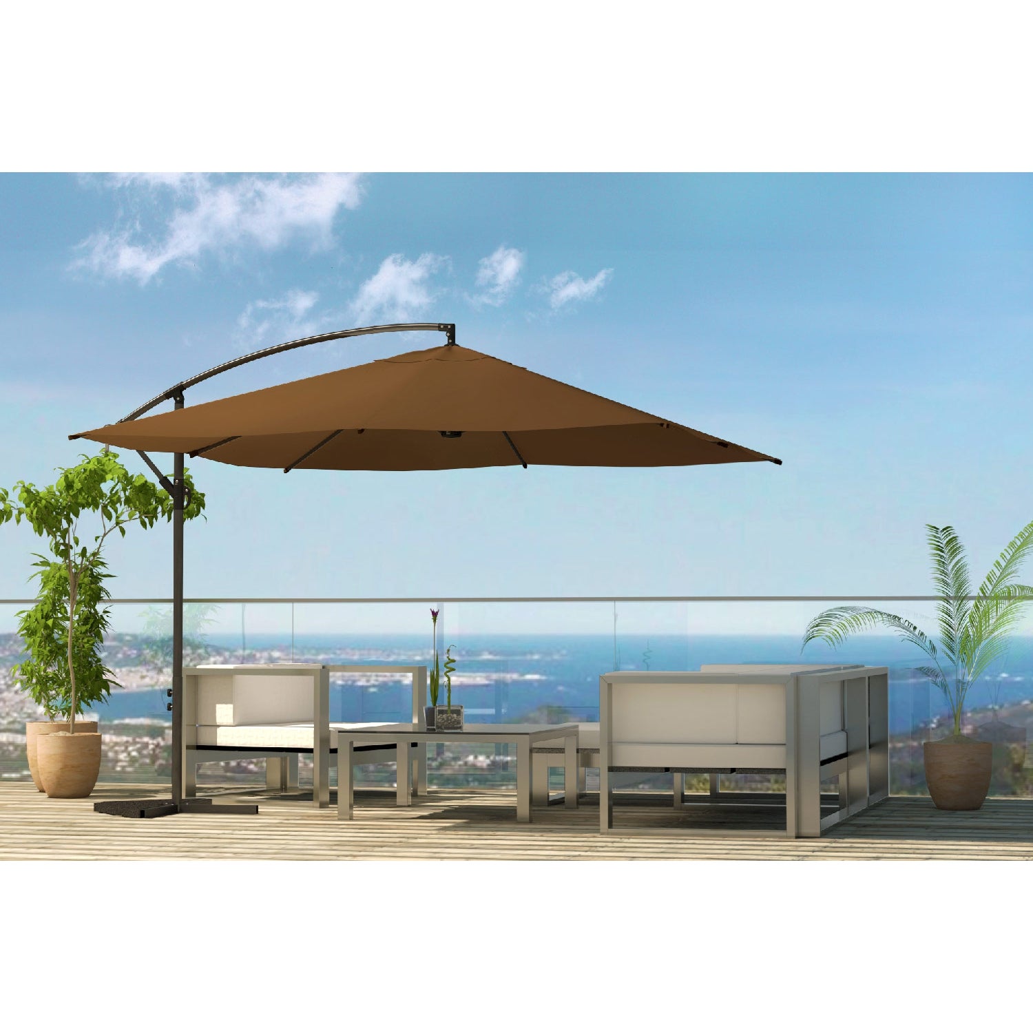 Parasol marron déporté carré 3 x 3 m SOLENZARA - 7