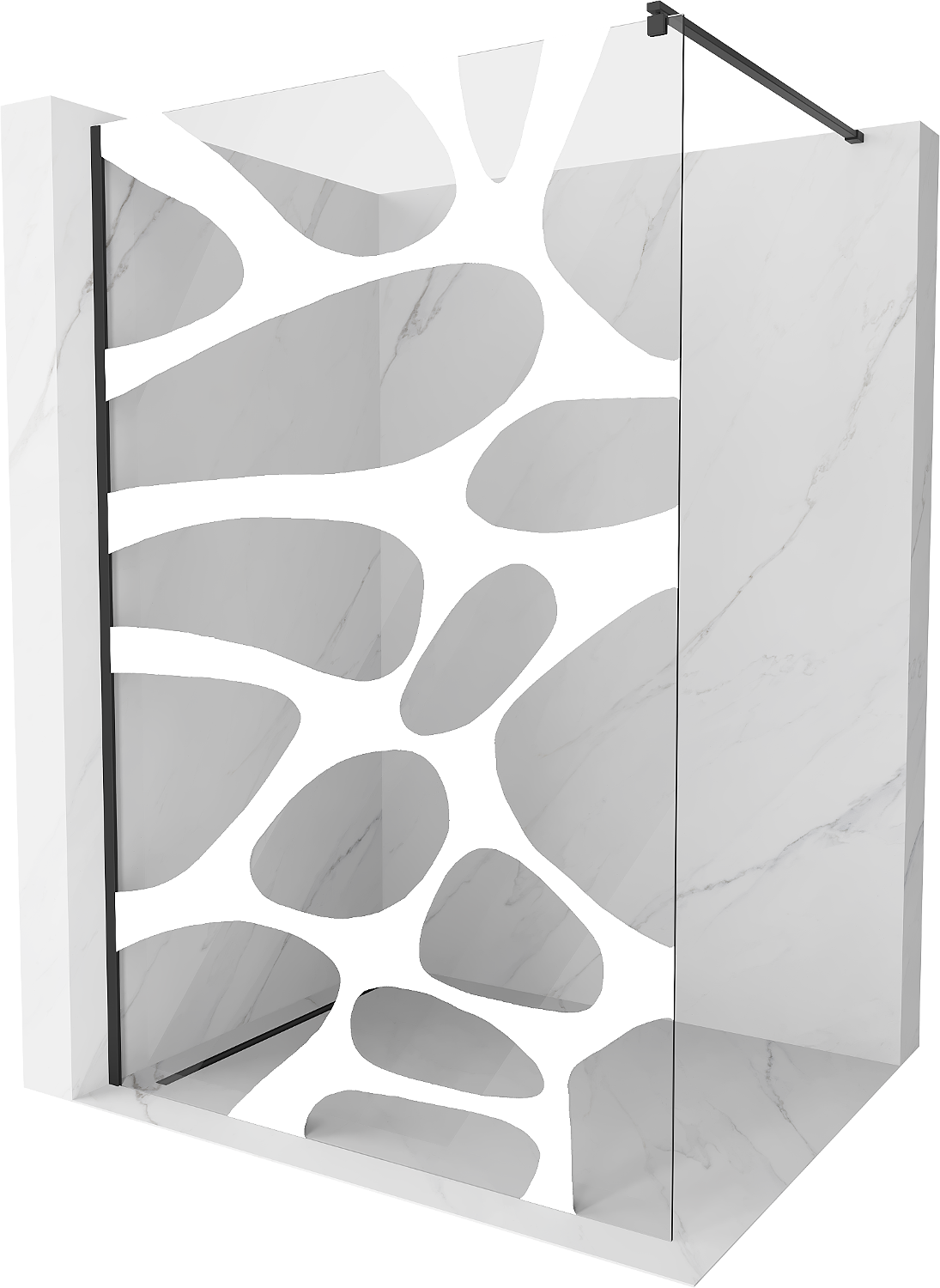 Mexen Kioto ścianka prysznicowa Walk-in 120 x 200 cm, biała fala 8 mm, czarna - 800-120-101-70-97