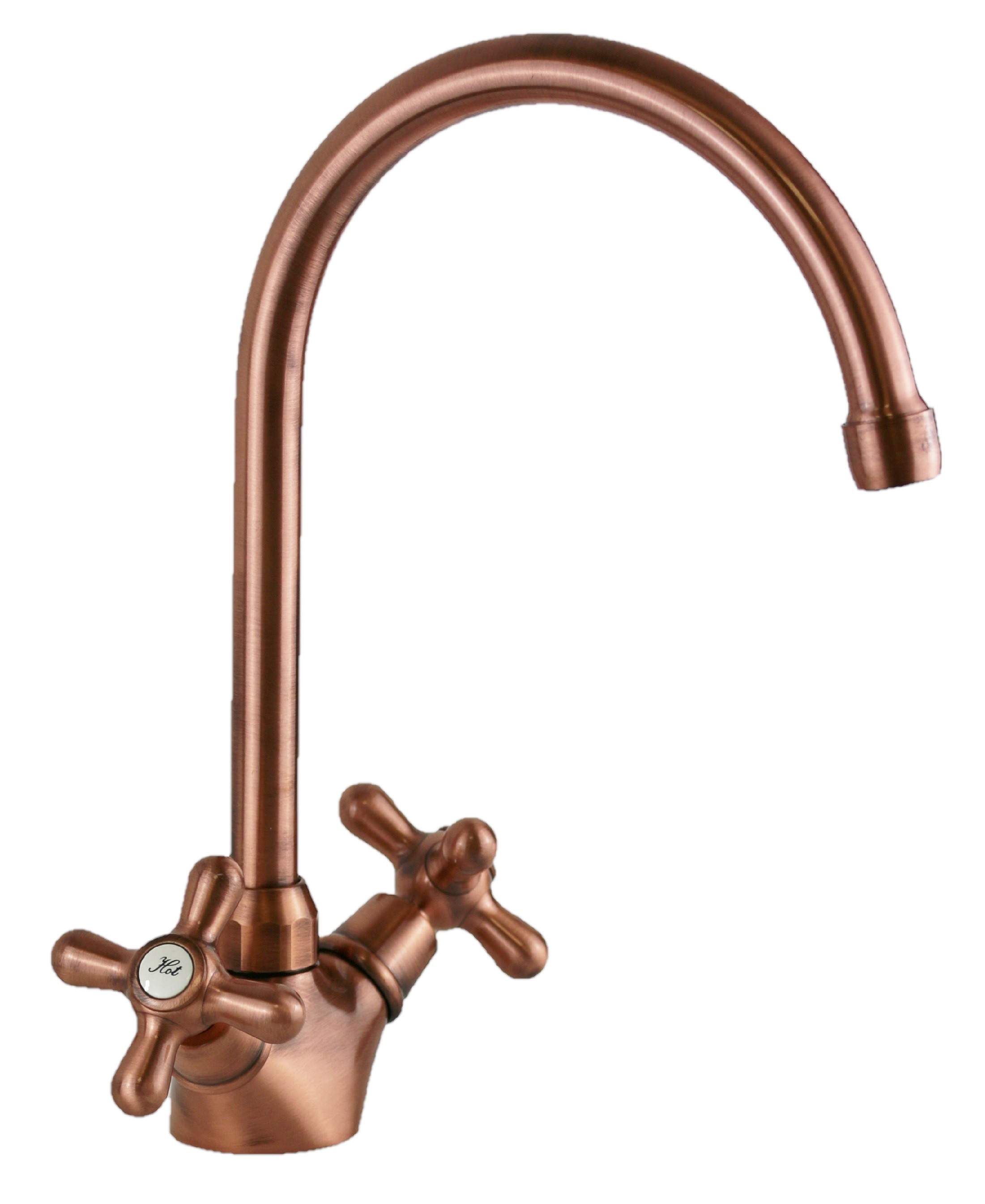 Grifo de cocina en color cobre antiguo con doble manija Gattoni