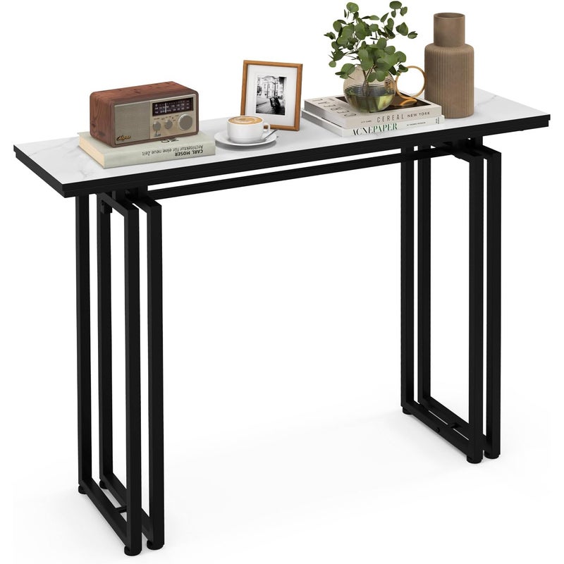 Konsola Przedpokojowa, Konsola Wejściowa, Solidna i Stabilna Rama, Regulowane Nóżki, do Przedpokoju, Salonu, Korytarza, Nowoczesny Styl (Czarna)