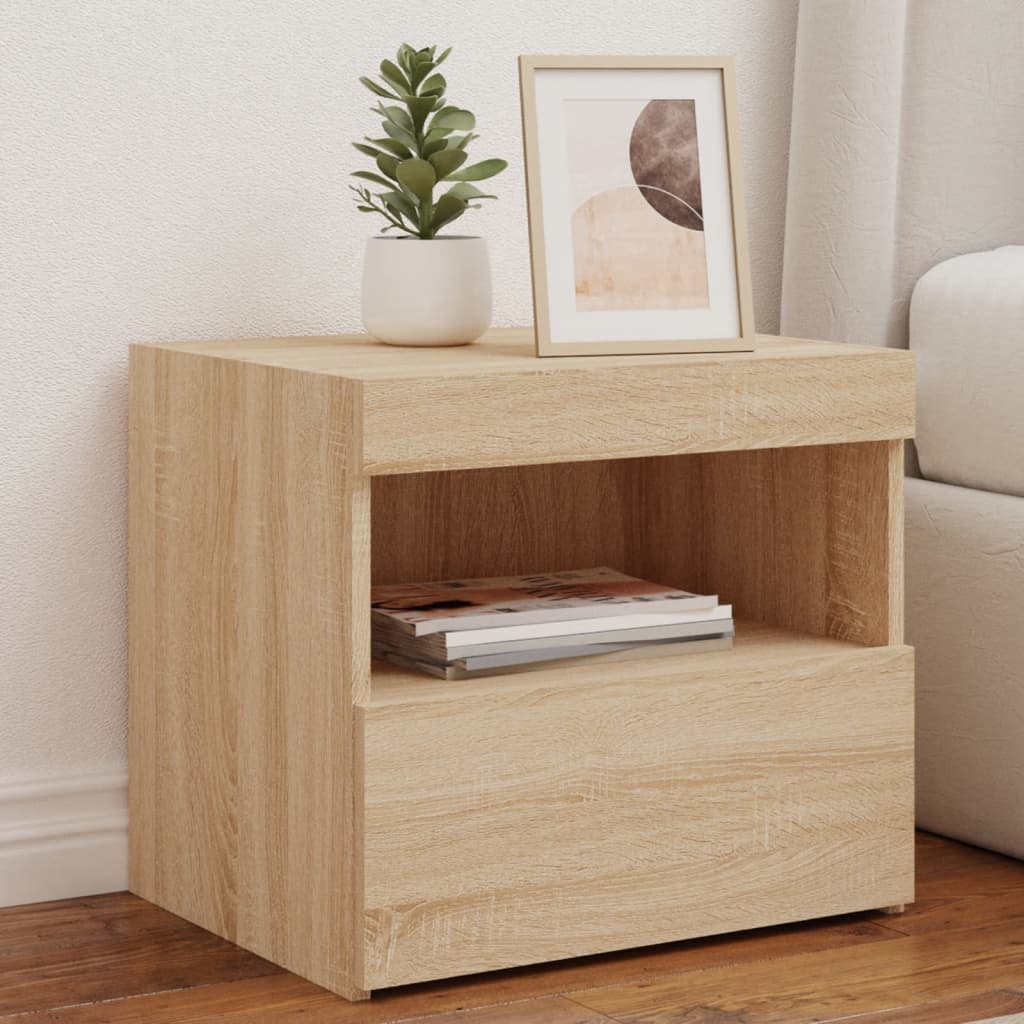 Stoliki nocne vidaXL LED drewno inżynieryjne 2 sztuki 50x40x45 cm