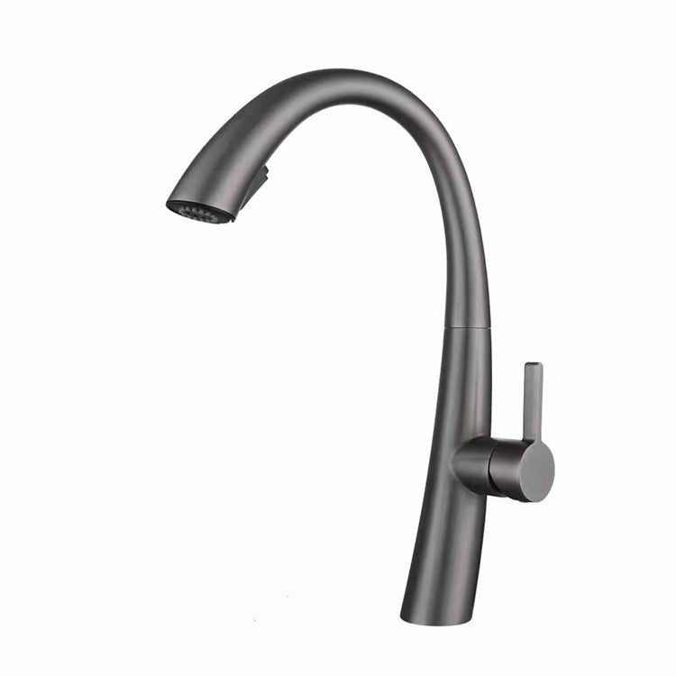 Grifo de cocina extraíble, acero inoxidable, giratorio 360°, agua fría y caliente, gris bronce