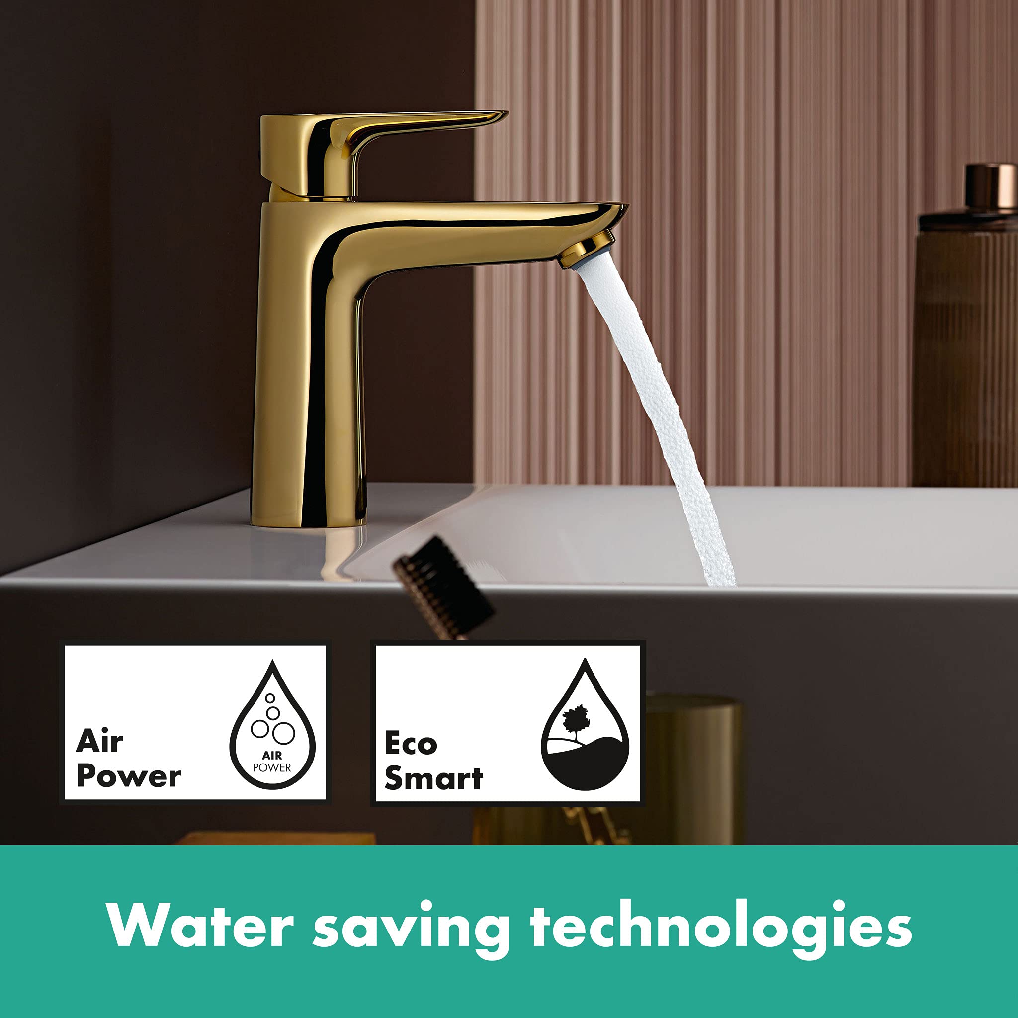 hansgrohe Talis E misturadora monocomando de lavatório 110, desperdício de água, projeção de 112 mm, 71710990, Cor: Polished Gold Optic - 9