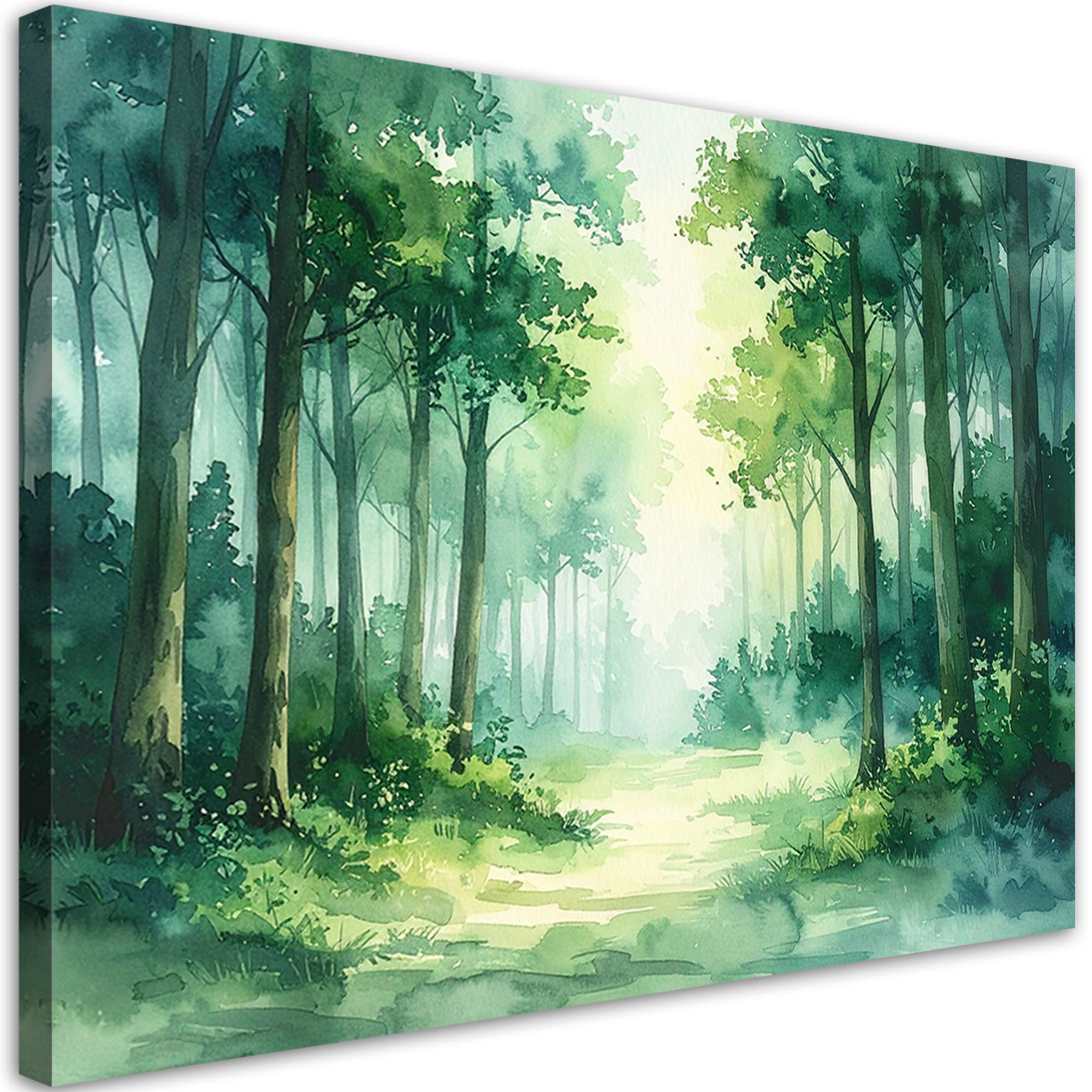 Obraz do salonu sypialni biura, Zielony Las Krajobraz Natura w Stylu Scandi Boho 45x30