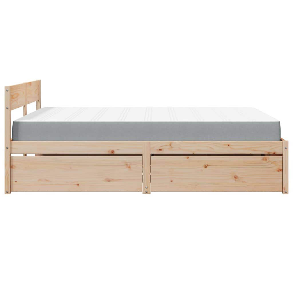 Lit avec tiroirs et matelas 160 x 200 cm bois massif de pin - 5