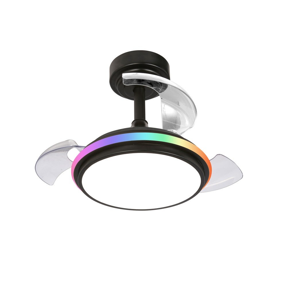 TYJY Ventilatore A Soffitto Con Luce RGB 60W – Telecomando E APP, 6 Velocità, 50cm, Bianco