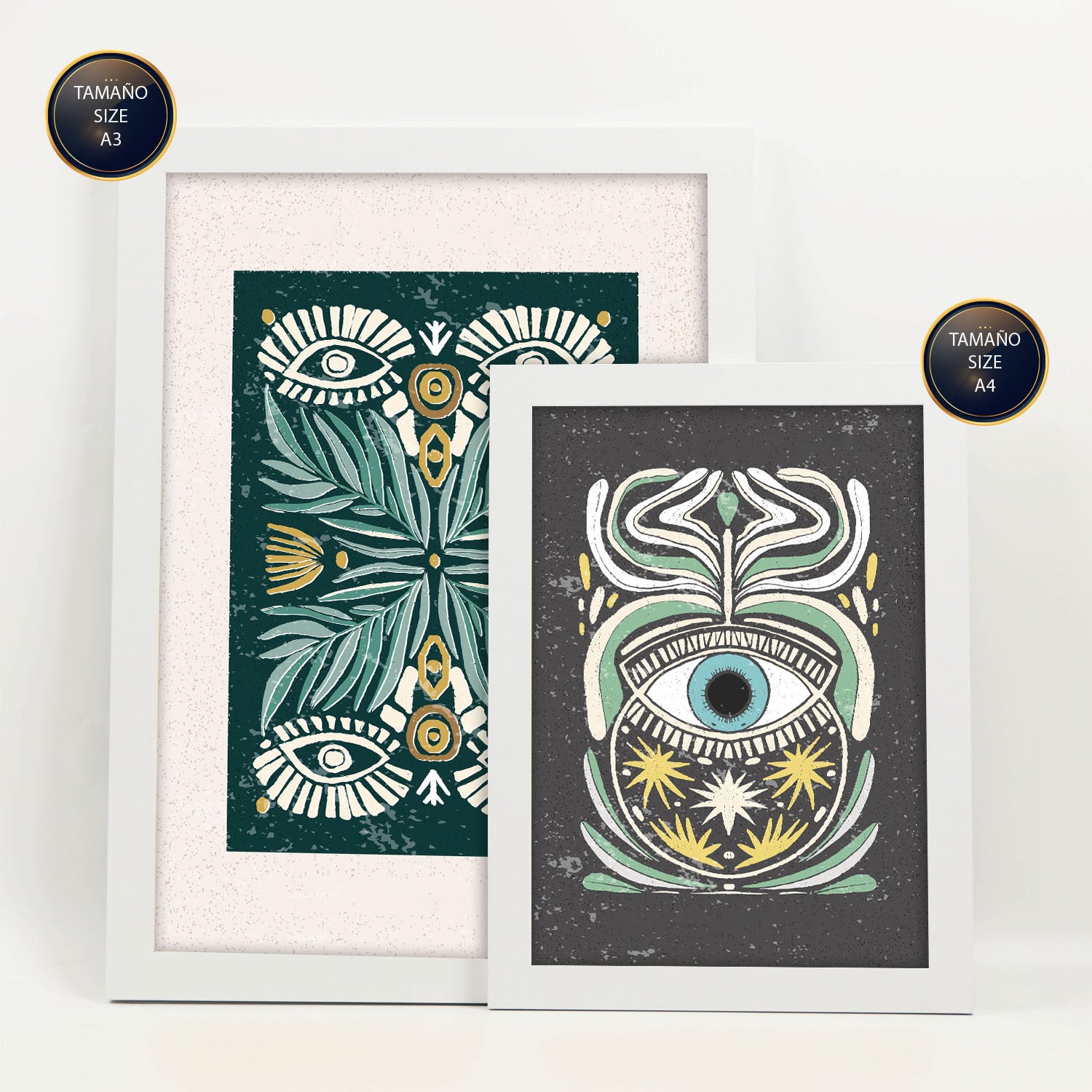 Nacnic Ensemble 6 Impressions D'œil Dans De Style Ethnique Cadre Décoratifs Pour Votre Chambre Maison Impression A4 A3 Avec Des Cadre Blanc - 2