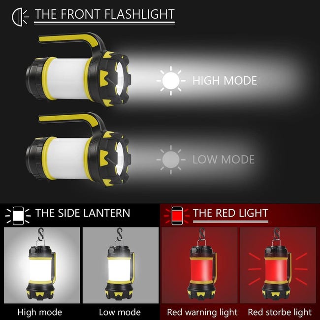Lanterne Camping Rechargeable 8400mAh - 5 Modes LED, RGB, Étanche IP65 & Aimant