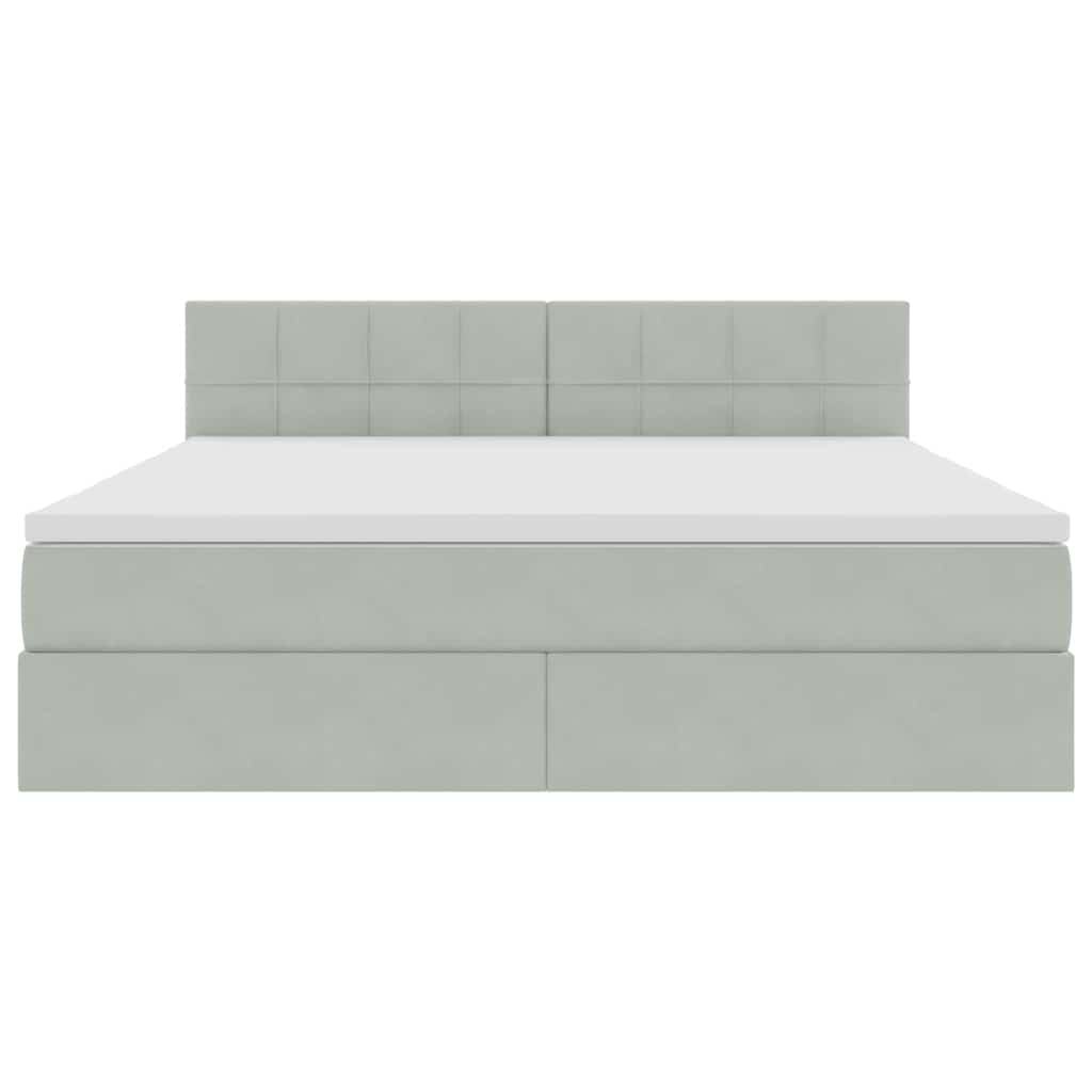 Lit de rangement gris clair, 180 x 200 cm, en velours - 7