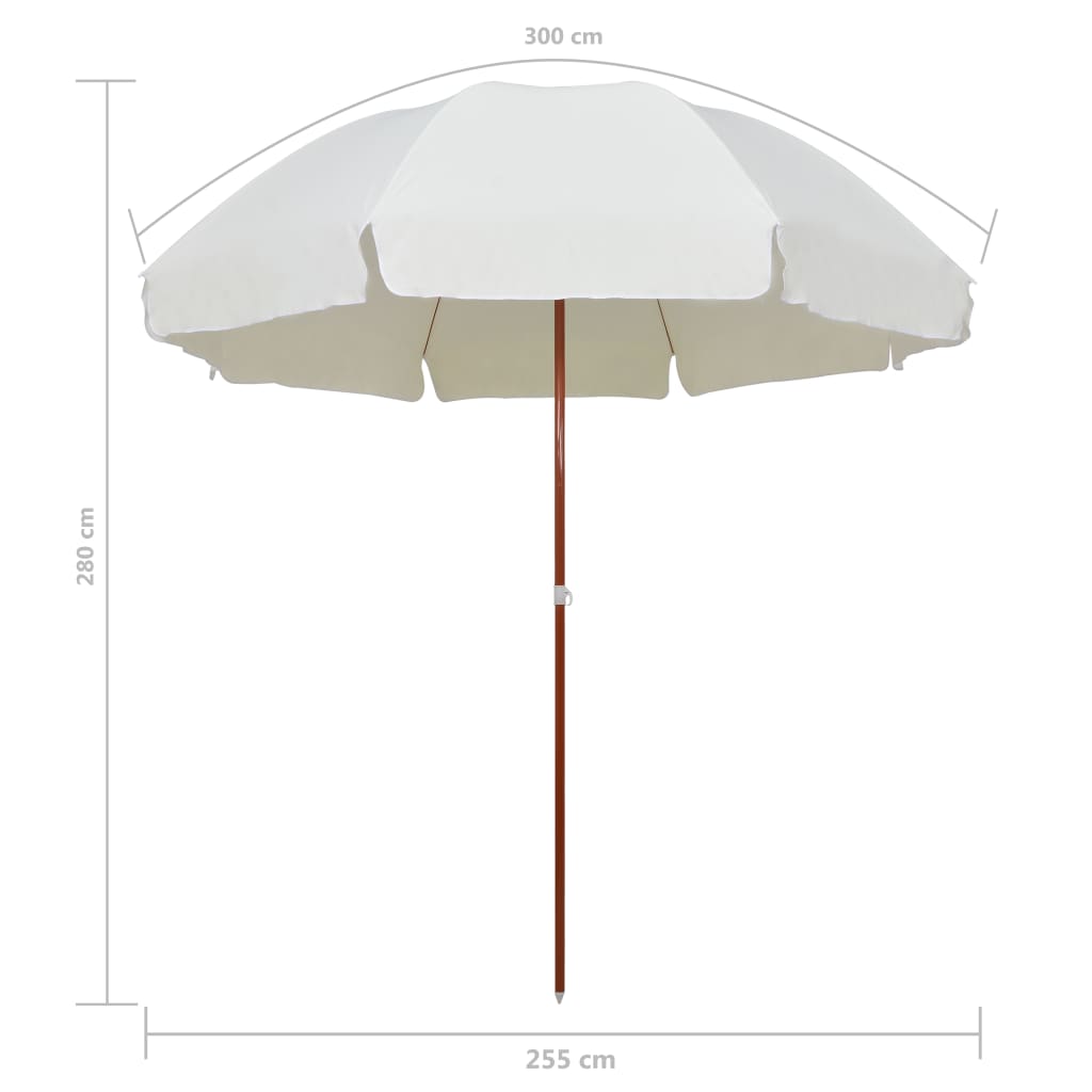 Parasol avec mât en acier 300 cm sable 02_0008104 - 5