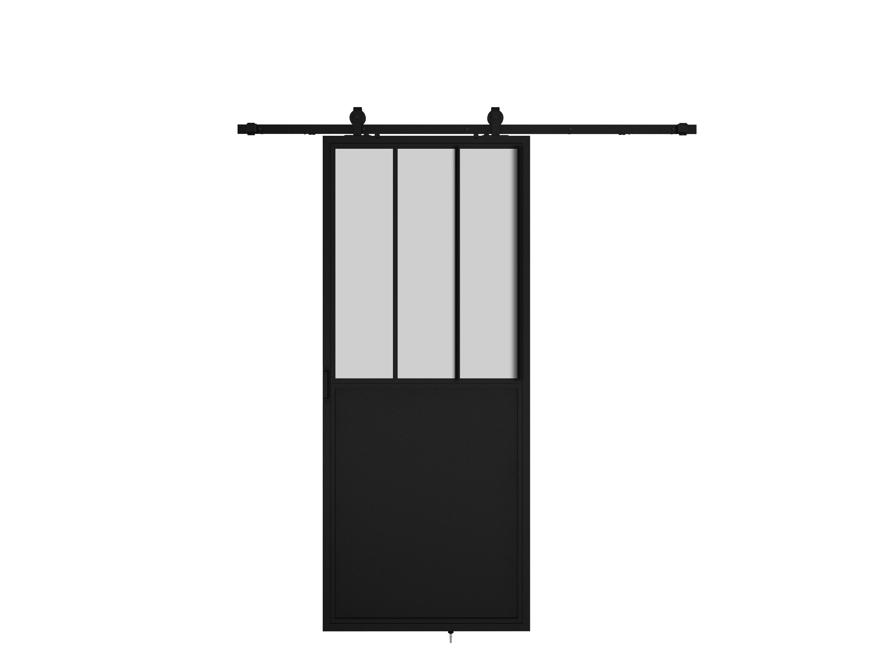 Schulte porte coulissante en verre, 90x215cm, porte coulissante intérieure, porte vitrée, porte verrière, décor industriel, noir - double softclose - 4