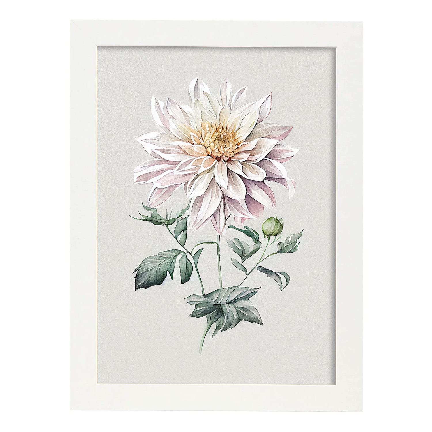 Nacnic poster de dalia estilo nórdico ilustraciones de botánica con flores y plantas en acuarela diseño moderno y modelo 2 a3 con marco blancos