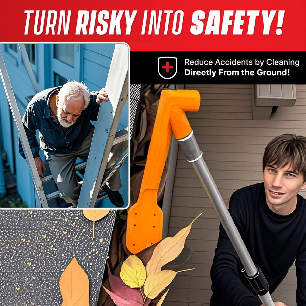 Nettoyeur de gouttières multifonctionnel, outil de nettoyage de feuilles à manche télescopique, pelle à feuilles pour gouttières de toit et de jardin - 4