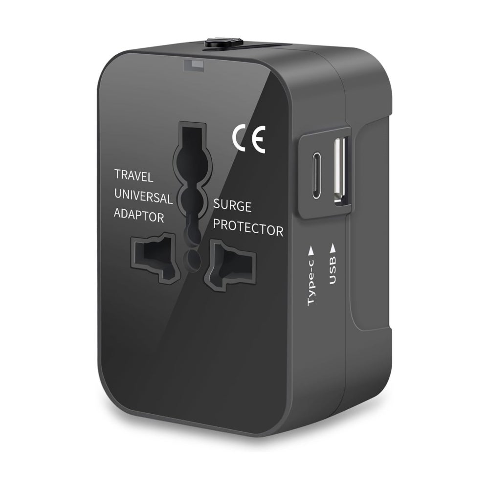 Uniwersalny adapter podróżny uniwersalna ładowarka z USB i Type C do tabletu smartfona do ponad krajów USA Wielka Brytania UE Australia Czarny