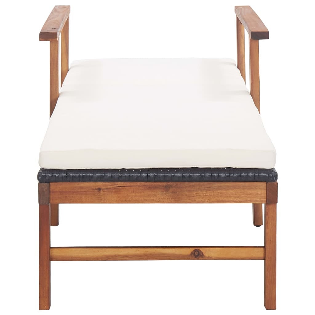 Chaise longue et coussin Résine tressée et bois d'acacia Gris - 7