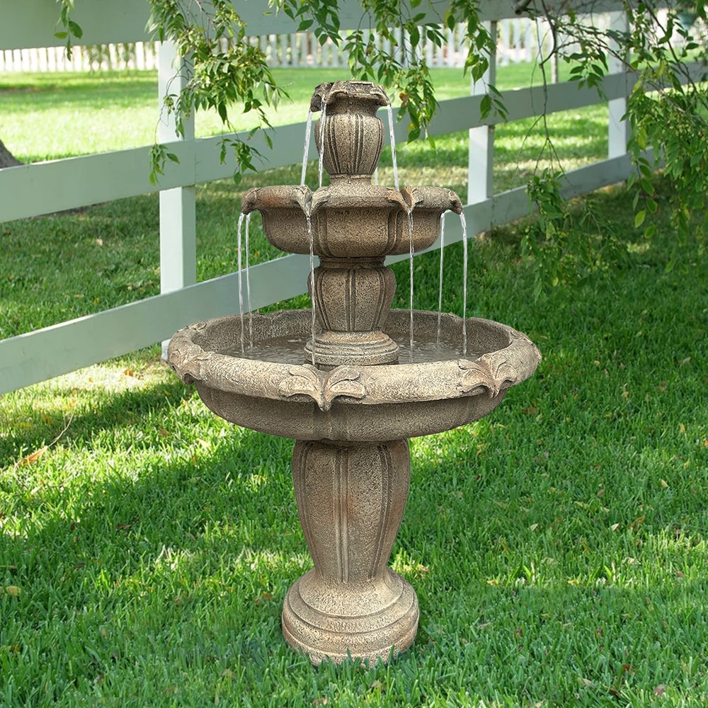 Fontaine moderne en béton de 122 cm de haut pour usage extérieur avec pompe électrique - 3