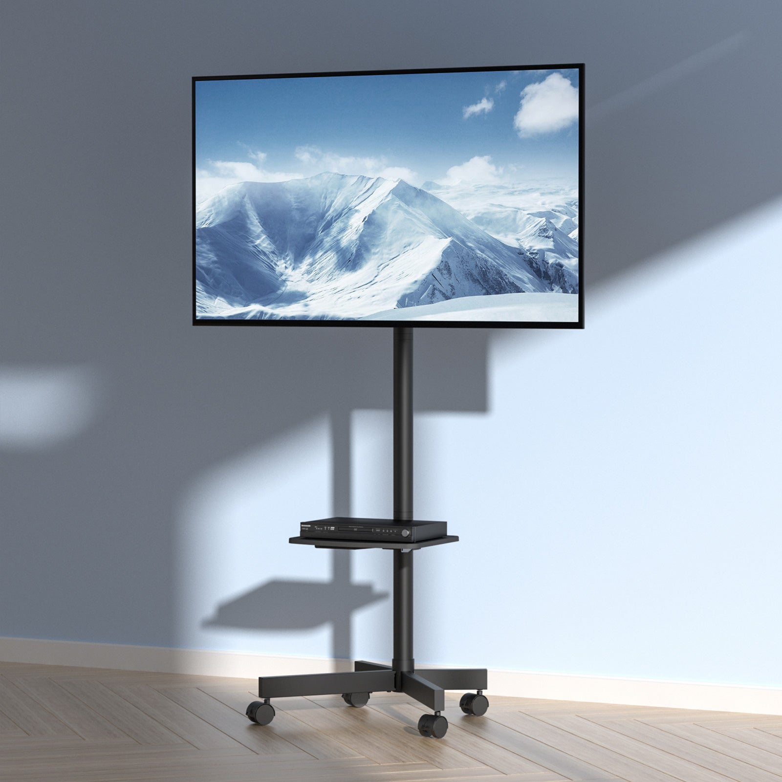 Support TV VEVOR sur Pied Universel pour Televisions de 23 a 60 pouces Chariot TV Hauteur Reglable a 3 Niveaux 143-154 cm Meuble TV Mobile Charge 40 k - 8