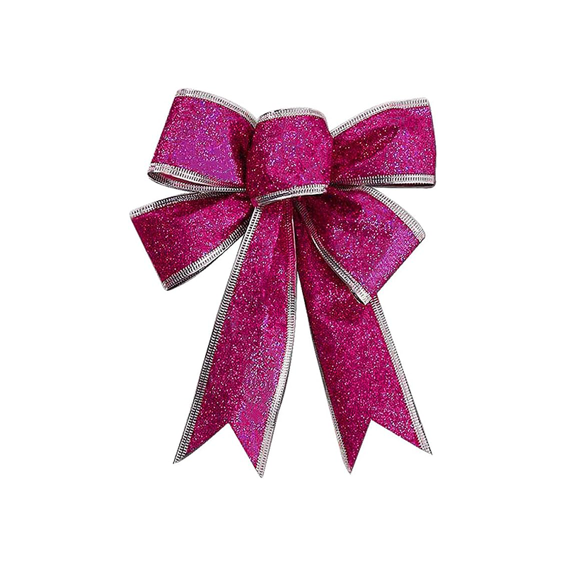Lot De 2 Nœuds Pailletés WeddHuis Pour Noël - Grands Nœuds Rouges, PVC, 12x15cm, Pour Sapin, Couronnes, Cadeaux - 6