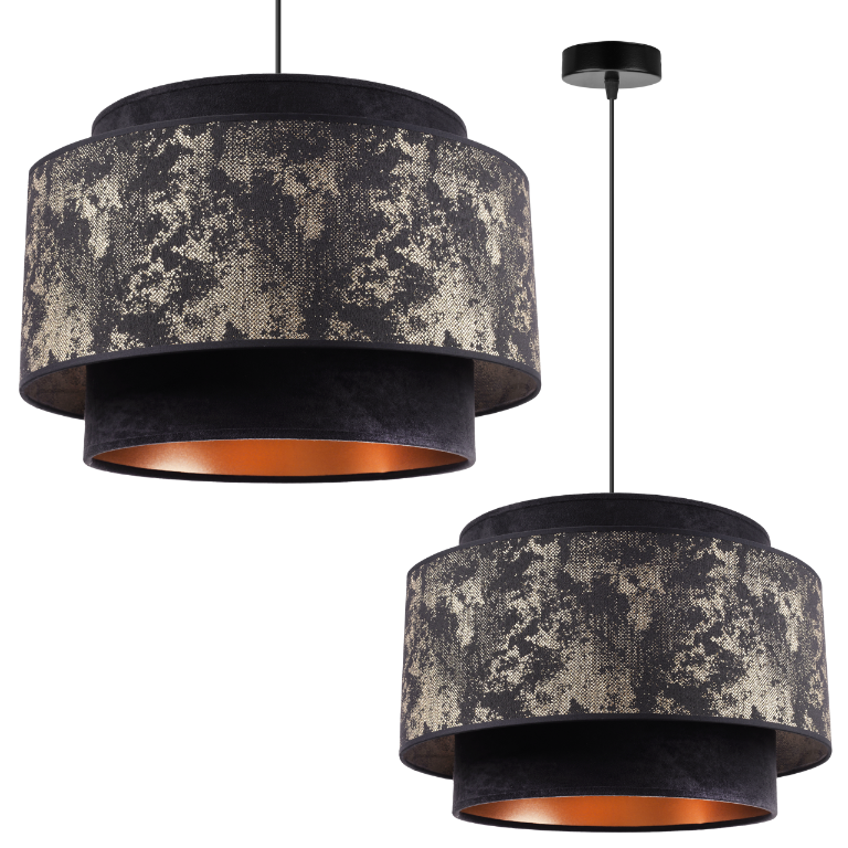 Lampa sufitowa wisząca Werona Duo modern 1xE27 abażur asymetryczny owalny złoty Light Home LH