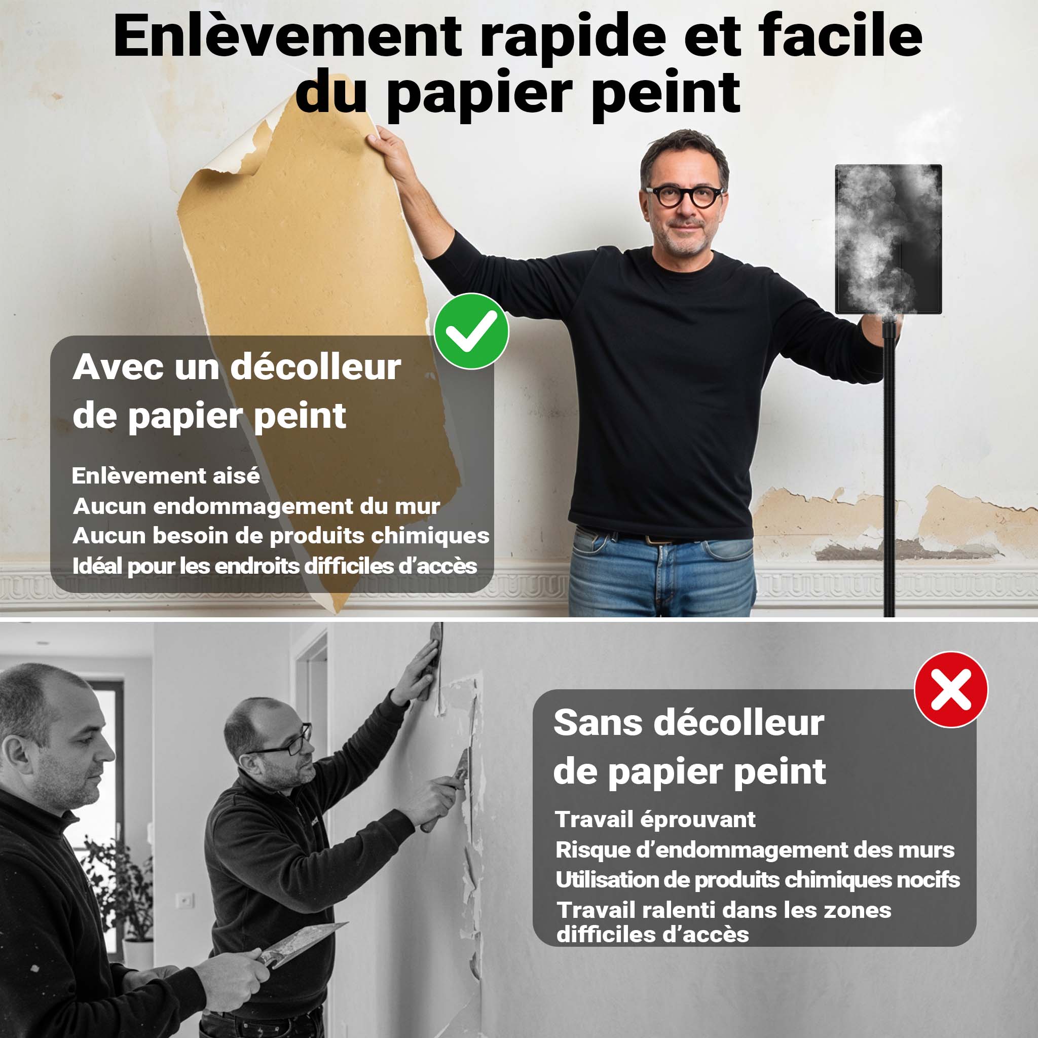 Décolleuse de papier peint à vapeur Puissance 2200W Réservoir 4,5L Durée de fonctionnement 70 Wiltec - 4