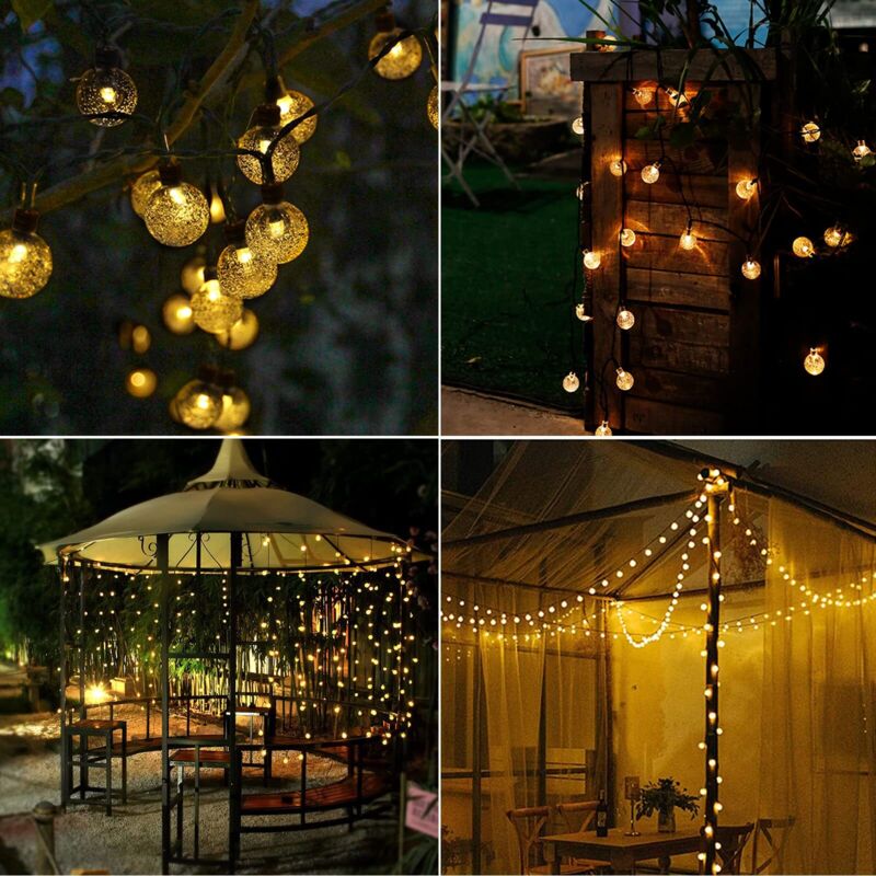 Luzes de corda para áreas externas, 5 m, 20 LEDs, 8 modos, IP65 à prova d'água, para jardim, casamento (branco quente) - 3