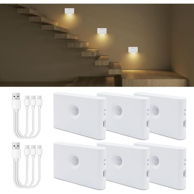 Luce Con Sensore Di Movimento, Luce Per Armadio, Luce Notturna A 6 LED Luce Notturna Per Scale Cucina Guardaroba Luce Bianca 3 Pezzi 90417572 Luce Con Sensore Di Movimento, Luce Per Armadio, Luce Notturna A 6 LED Luce Notturna Per Scale Cucina Guardaroba Luce Bianca 3 Pezzi 90417572