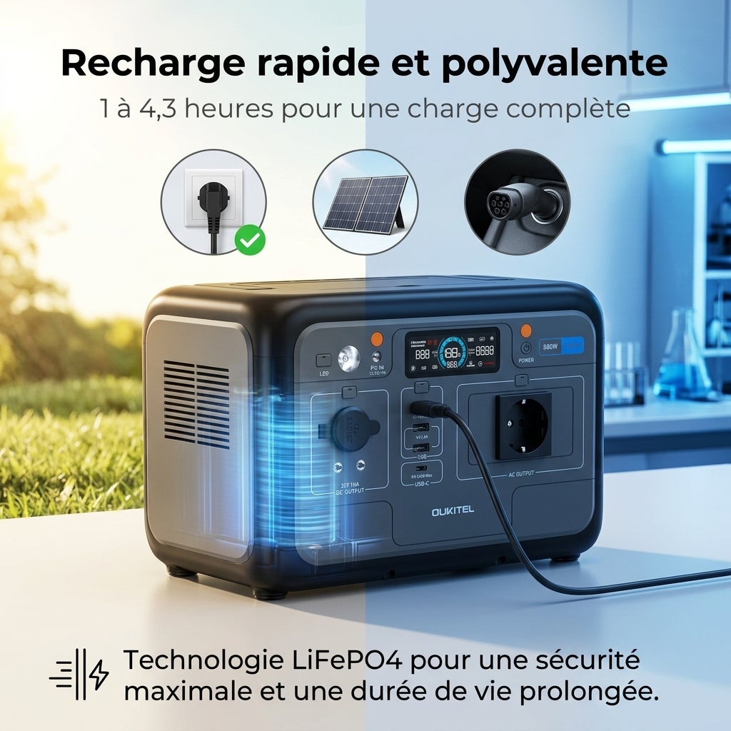 OUKITEL P800E Station Énergie Portable 800W 512Wh Batterie de Secours, Générateur Solaire pour Camping-car, Voyage, Usage Domestiqu - 3