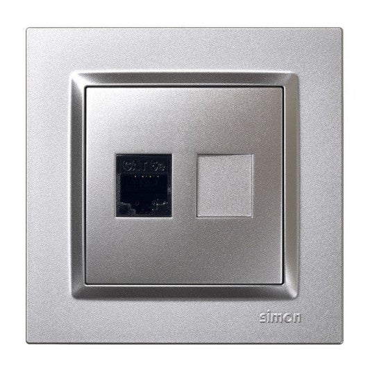 Simon Brico Base Ethernet Rj45 Cat.5e Empotrar Aluminio Serie 10 Simon - Imagen 2