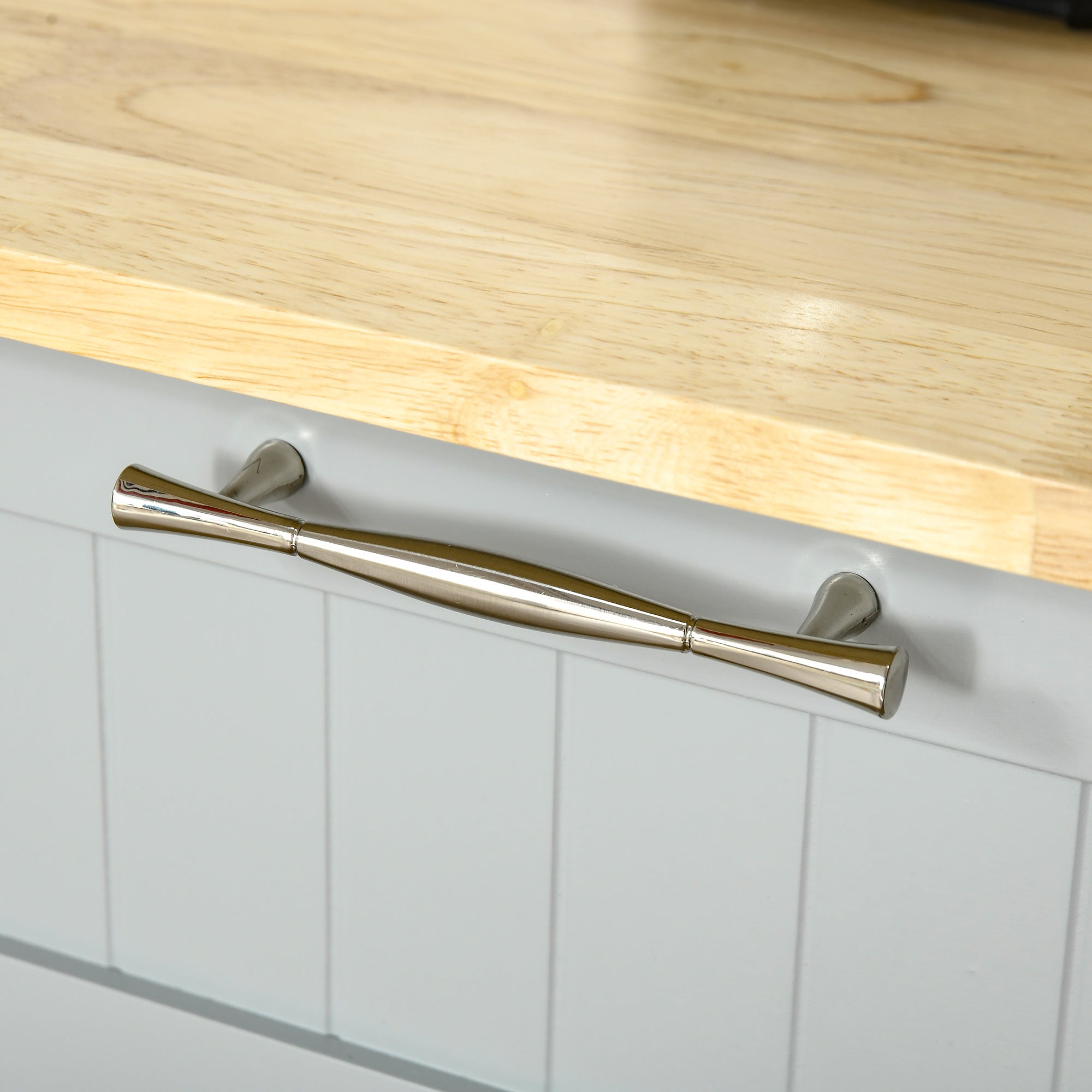 Isla de Cocina HOMCOM MDF, Madera de Caucho Gris 121x46x91 cm - 4