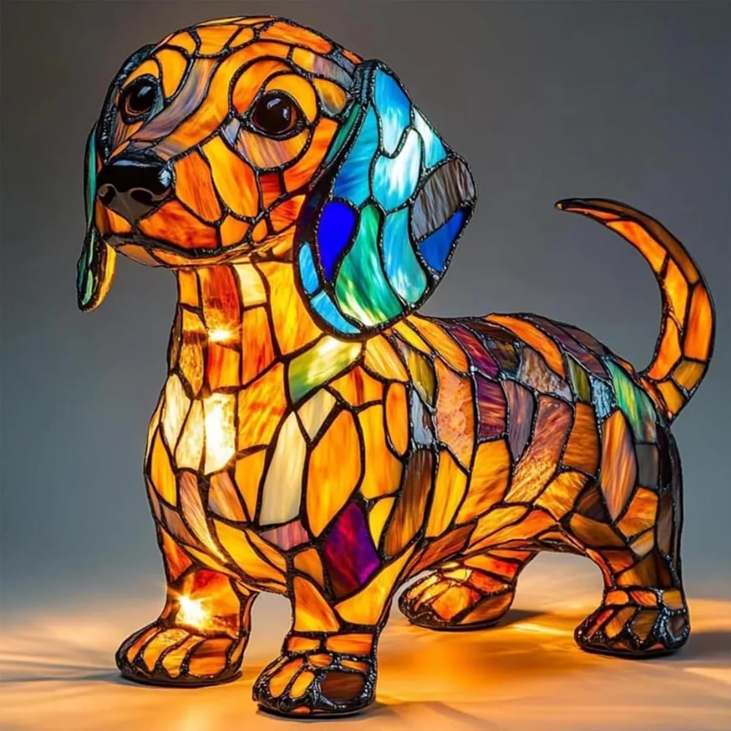 Veilleuse artistique en forme de chien - Lampe de table en résine teintée - Décoration d'intérieur vintage - Cadeau pour les amoureux des chiens Veilleuse artistique en forme de chien - Lampe de table en résine teintée - Décoration d'intérieur vintage - Cadeau pour les amoureux des chiens