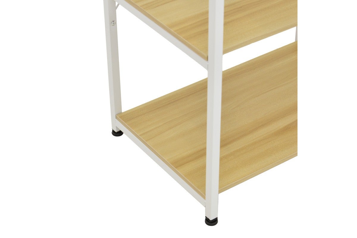 Scaffale da cucina con 4 ripiani - Metallo bianco e legno naturale MDF - 60x40x120 cm - Scaffale multiuso, stile moderno - 6
