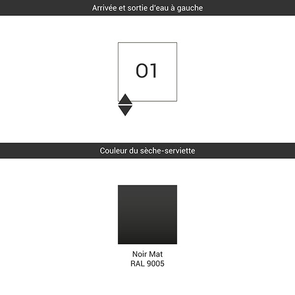 Sèche-serviette eau chaude noir de 1515mm de haut et 500mm de large - 522 Watt - SIM1515/500DWO1N - 2