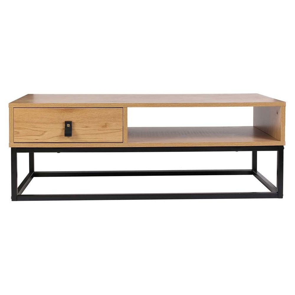Table Basse - Home Deco Factory - Abbott - Bois Et Métal - Marron Et Noir - 8