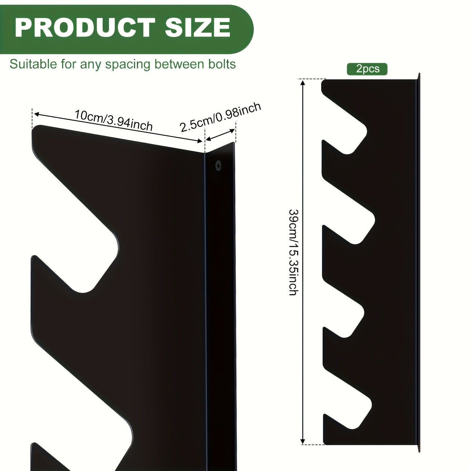 Support de Rangement mural pour Outils - 2 Pièces, Noir, Adapté à Jardin, Garage & Atelier - Rangement Compact & Stable - 3